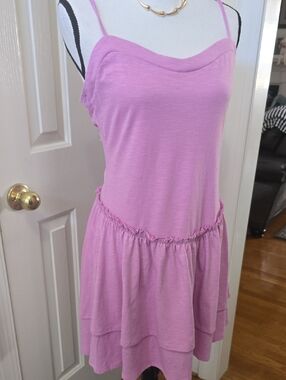 SO Brand Women's Junior's Purple Spaghetti Strap Tiered Summer Dress Size Large
